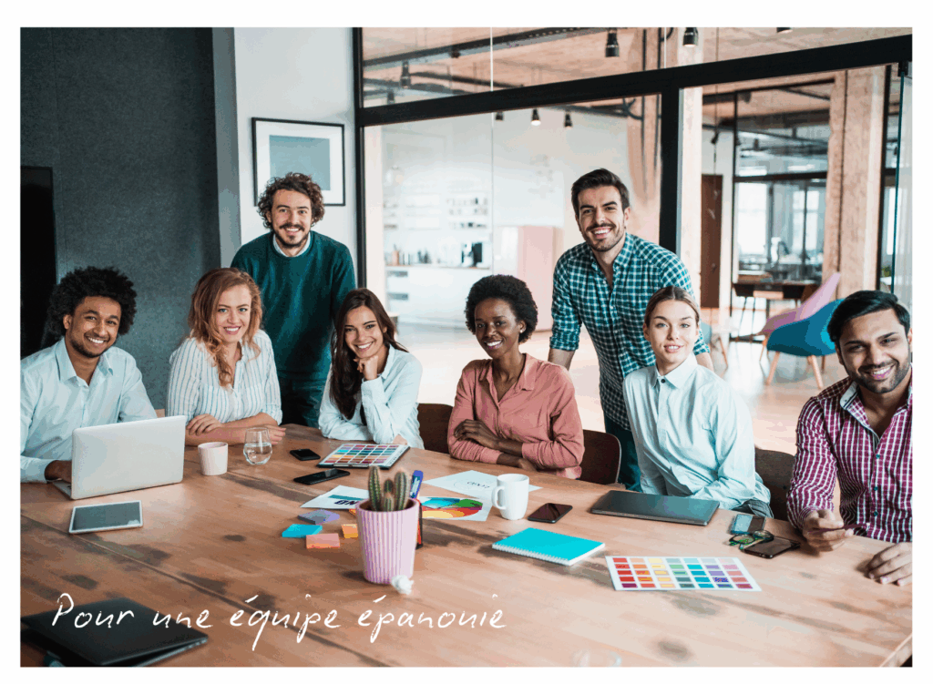 équipe de professeurs souriants réunion cohésion / climat scolaire serein formation enseignants